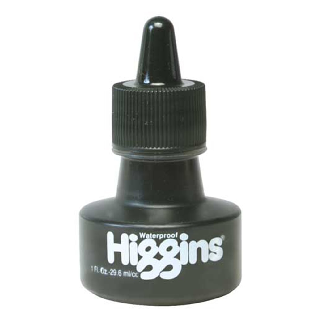 Black, Ink, Art & School, Higgins, Non-waterproof, 1 ounce, 1803
